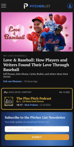 Pitcher List phone screenshot